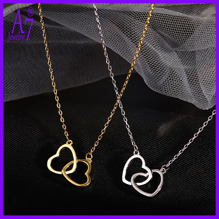 Vòng cổ mặt nhẫn đôi hình trái tim thời trang cho nữ