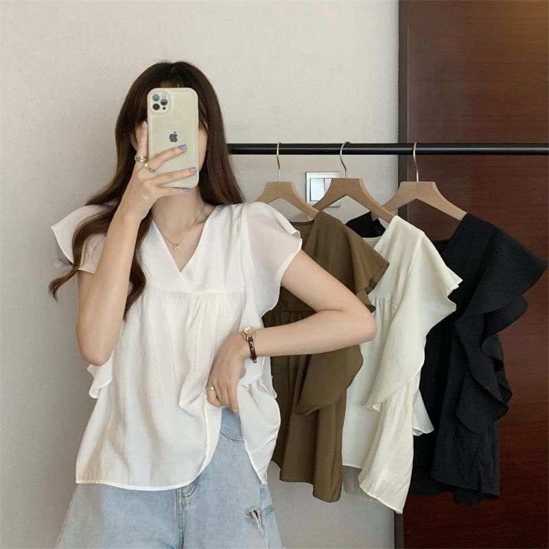 Áo Sơ Mi Chiffon Plus size Phong Cách Pháp Thời Trang Mùa Hè Cho Nữ