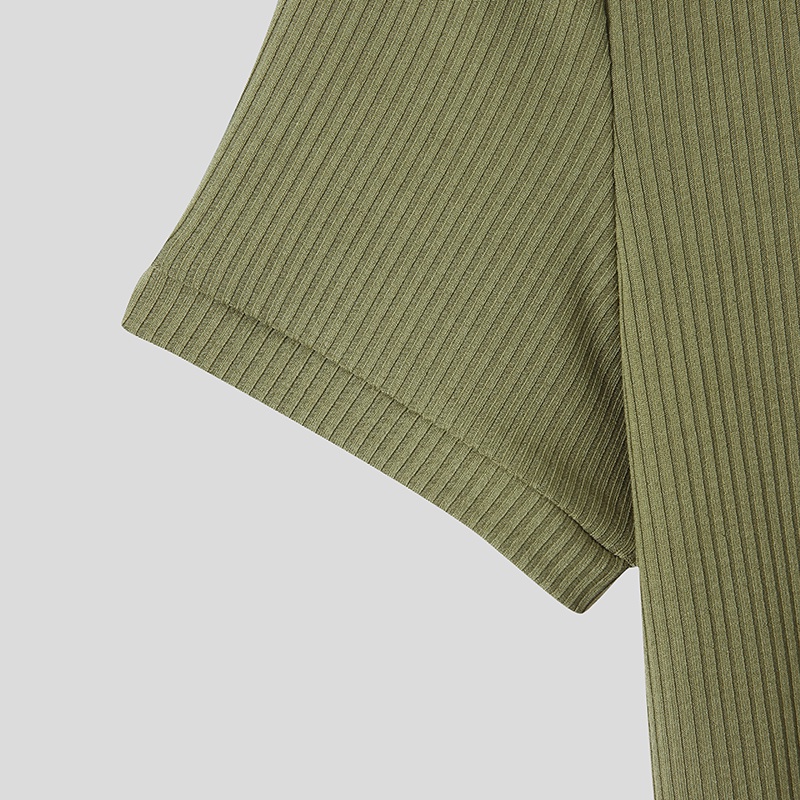 Áo thun INCERUN ngắn tay cổ tròn màu trơn thời trang mùa hè cho nam 2 màu tùy chọn