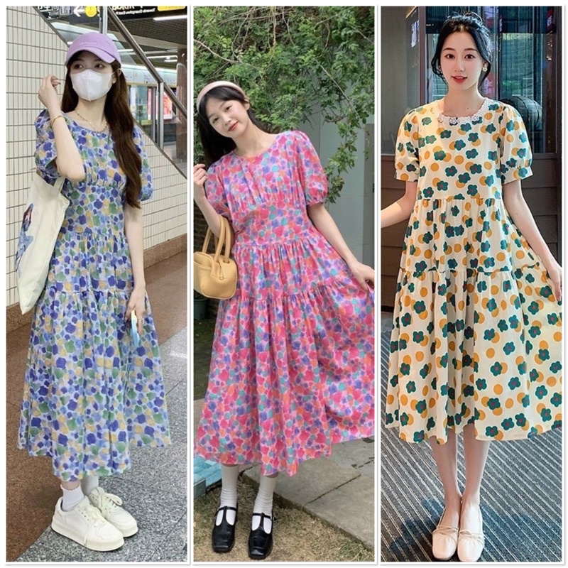 ♥ đầm bầu váy bầu ♥ thời trang BABAYDOLL hoa thiết kế đơn giản, TAY BỒNG siêu đẹp, chất mát phù hợp mùa hè