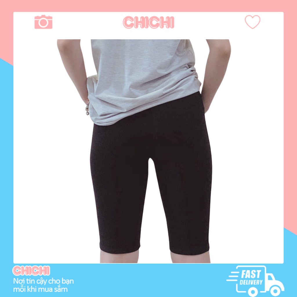 Quần legging nữ lửng ngố hffm cao cấp cạp cao nâng mông cotton dày dặn ChiChi HM03