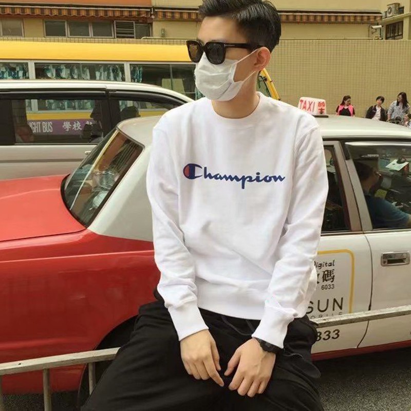Áo thun sweater Hàn Quốc dáng rộng dài tay cổ tròn cho cặp đôi
