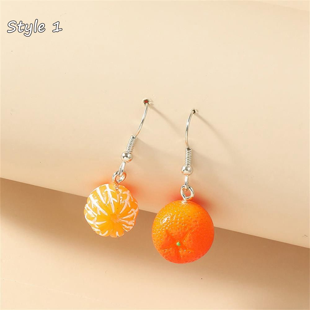 Khuyên Tai Acrylic Hình Trái Cam Kiểu Bất Đối Xứng Thời Trang Cho Nữ