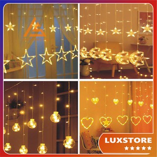 ĐÈN LED RÈM TRĂNG SAO - BÓNG TRÒN - NGÔI SAO - TRÁI TIM CHỐNG THẤM NƯỚC TRANG TRÍ NGOÀI TRỜI - LUXSTORE