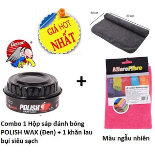 Combo 1 Hộp sáp đánh bóng POLISH WAX (đen) kèm 1 khăn lau bụi siêu sạch