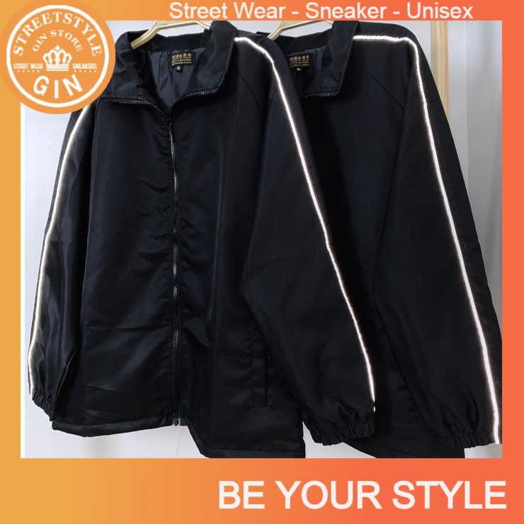 ÁO KHOÁC DÙ PHẢN QUANG 2 SỌC UNISEX - GIN STORE