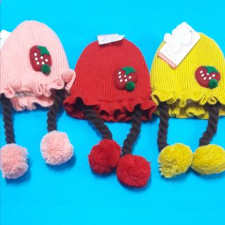 Mũ len, nón len có bím tóc cho bé gái 0-2 tuổi