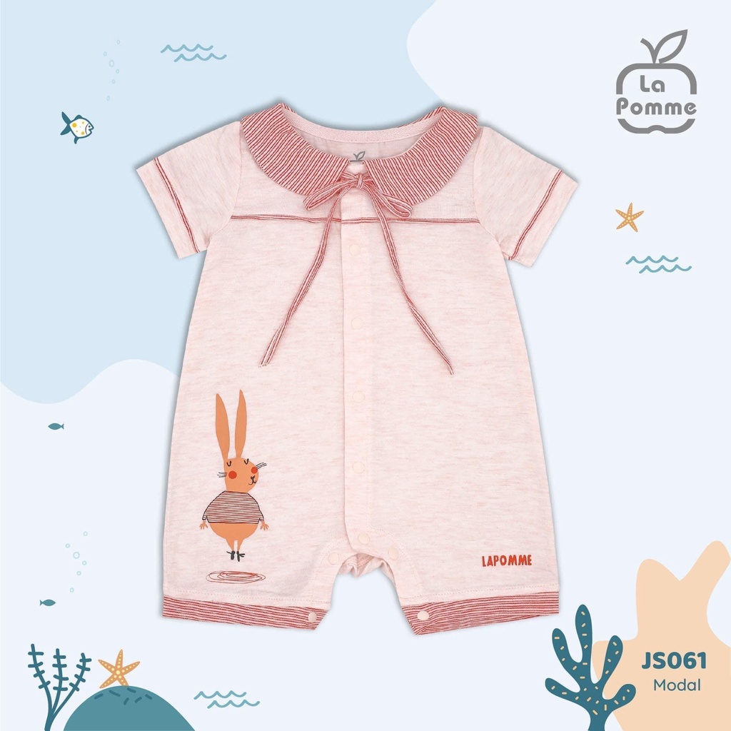 Lapomme- JS061 Bộ body Lapomme cộc tay cho bé cổ lá sen