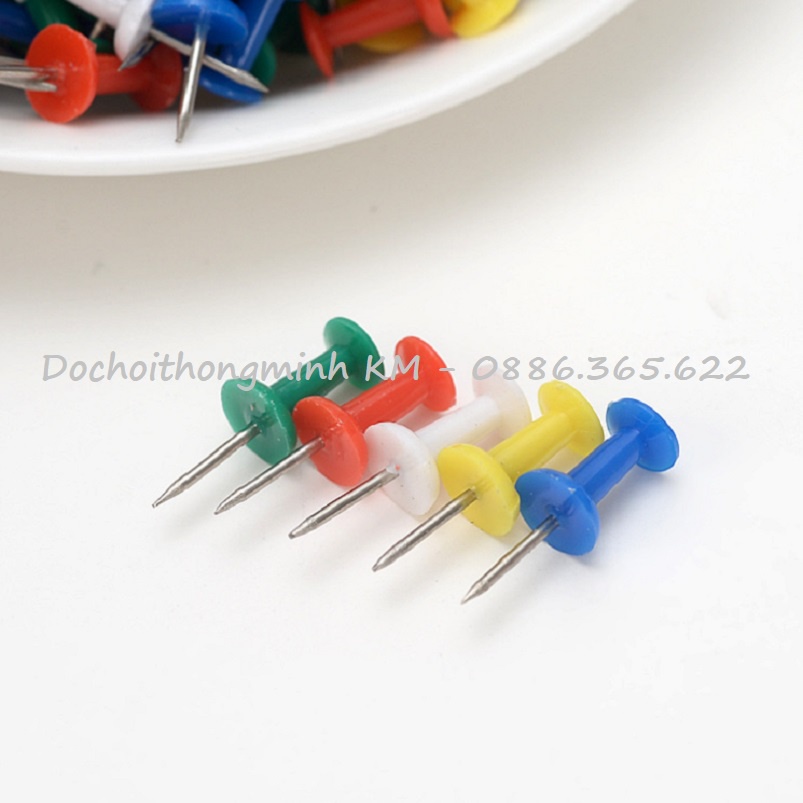 Set 30 Đinh ghim mũ nhựa, đinh ghim bảng nỉ