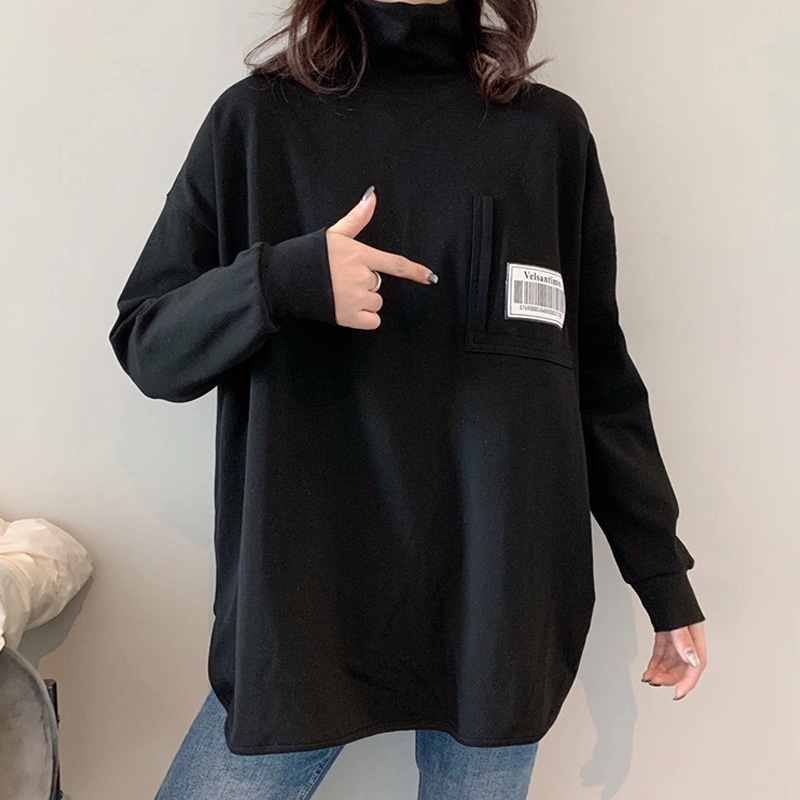Áo sweater SUXI cổ tròn tay dài dáng rộng màu trơn thời trang mùa thu cho nữ