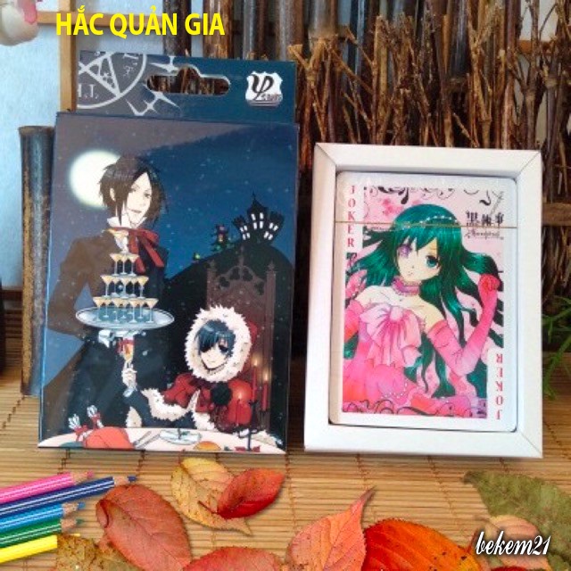Bộ thẻ bài in hình HẮC QUẢN GIA 54 lá khác nhau bộ tú bài tây anime manga chibi xinh xắn