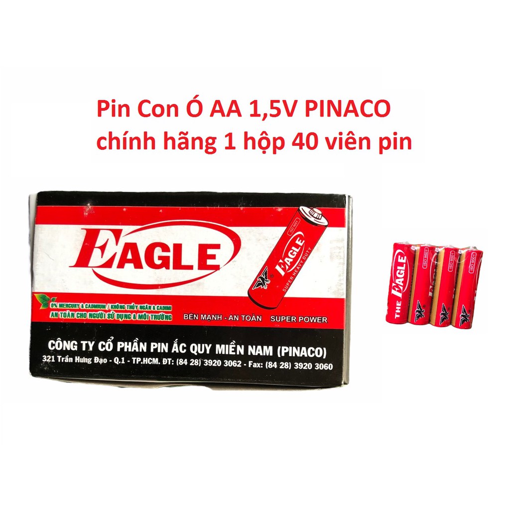 Hộp pin  AA con Ó PINACO chính hãng gồm 40 viên pin AA 1,5V .Hàng cam kết chính hãng đạt ISO 9001 dung lượng sử dụng lâu