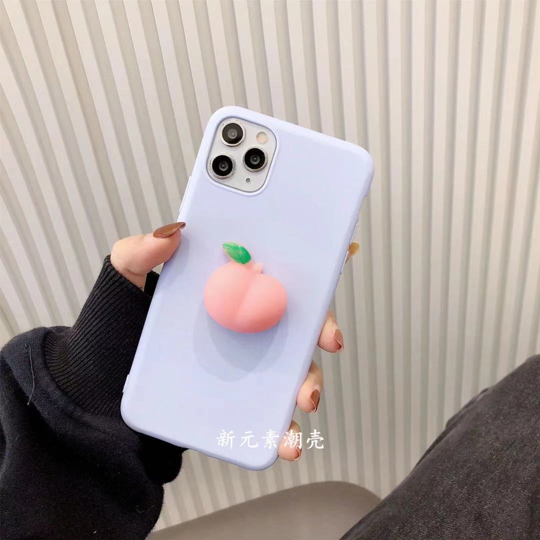 INS Korea Cute 3D peach relieve stress Soft phone Case for SAMSUNG NOTE 20 ULTRA NOTE 5 S10 5G A10E S20FE M30S S21 PLUS Lovely girl cover