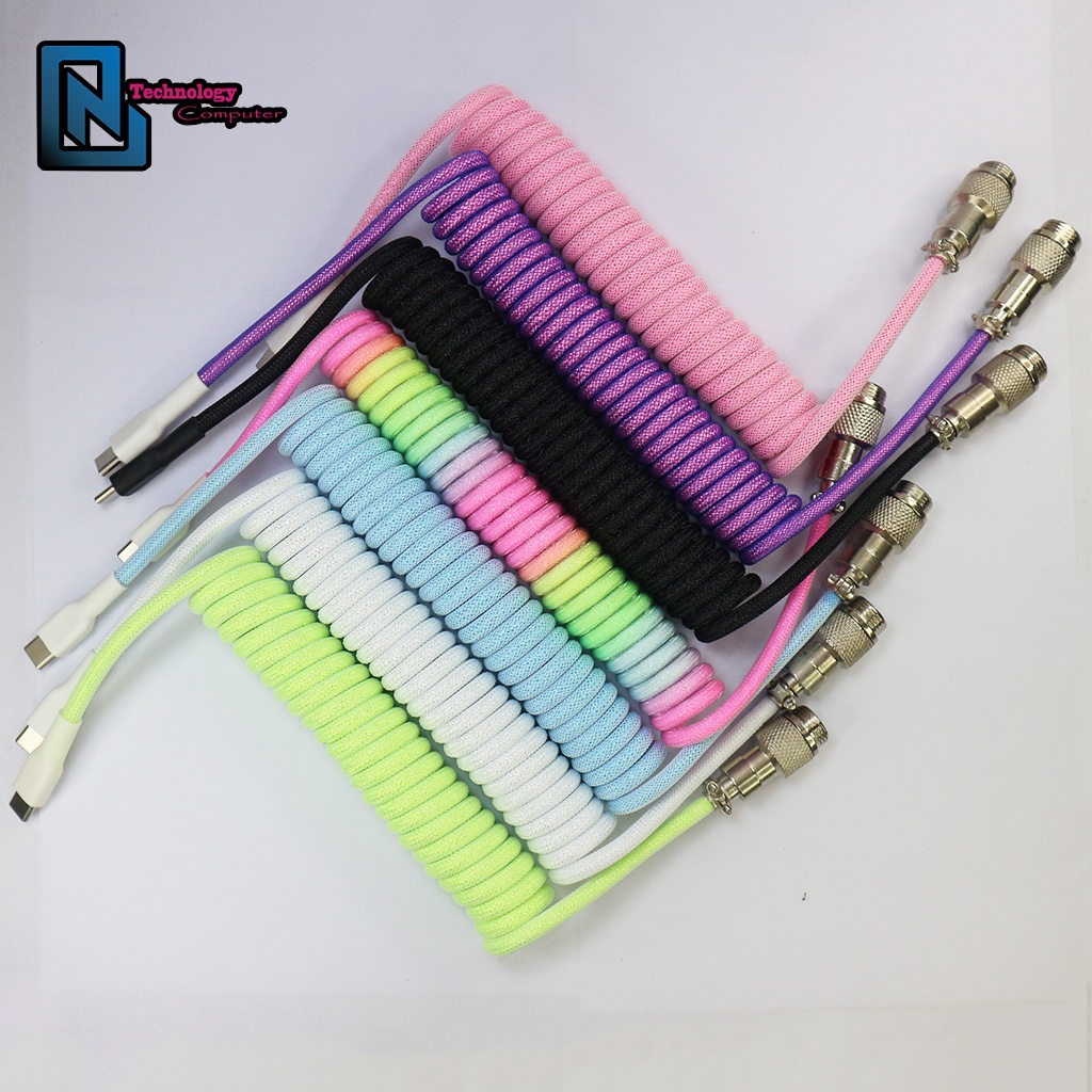 Dây USB A Type C Bàn Phím Cơ Sản Phẩm Handmade Dạng Xoắn Lò Xo Sử Dụng GX12
