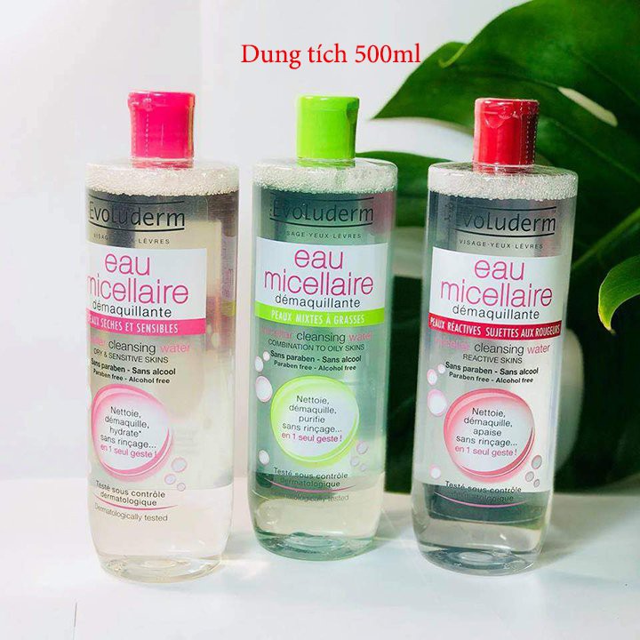 Nước Tẩy Trang Evoluderm Eau Micellaire 250ml làm sạch sâu dùng cho da khô nhạy cảm ,hỗn hợp và da nhờn.