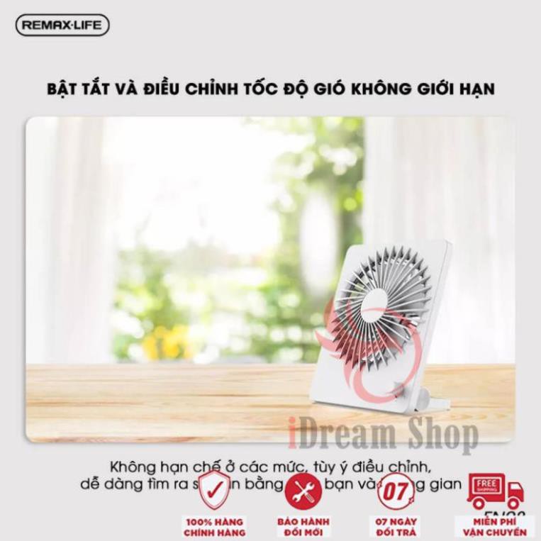 Quạt Mini Tích Điện REMAX Sạc Pin USB Để Bàn Treo Tường Loại Vuông Máy Nhỏ Gió Siêu Làm Mát Cao Cấp Chính Hãng