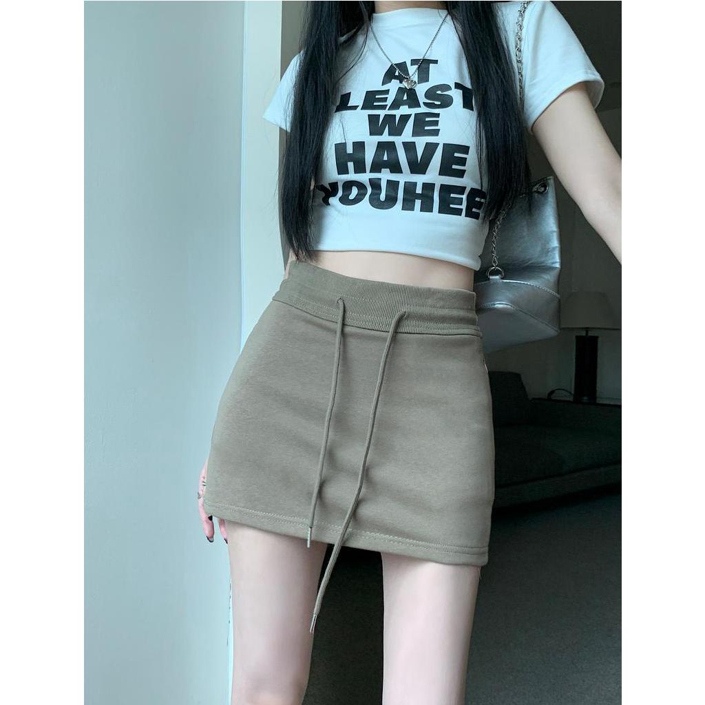 Chân Váy Thể Thao Lưng Cao Co Giãn Tốt Phối Dây Rút Thời Trang Trẻ Trung