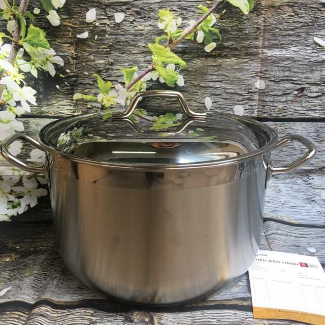 Nồi luộc gà inox 430 bếp từ 3 đáy FiveStar Standard 32cm nắp inox.tặng 1 vá canh inox