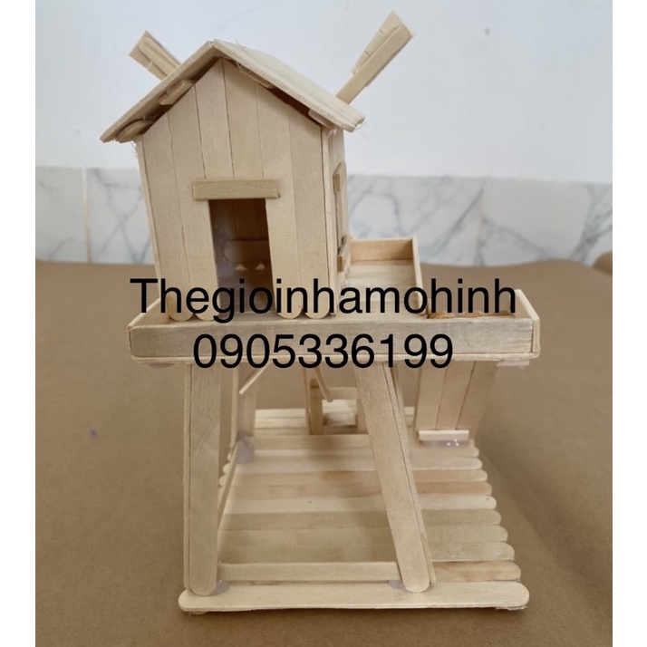 Nhà mô hình, mô hình cối xay gió, nhà que kem, que kem handmade