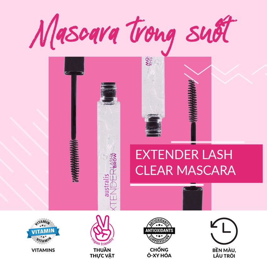 Mascara Australis Trong Suốt Dài Mi &amp; Định Hình Chân Mày Clear Lash &amp; Brow Extender