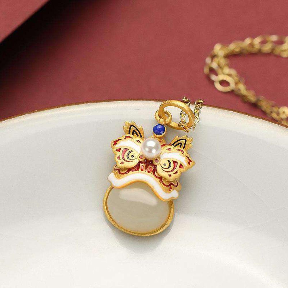 Vòng cổ VANES1 Mặt Hình Sư Tử Tráng Men Cá Tính Cho Nữ