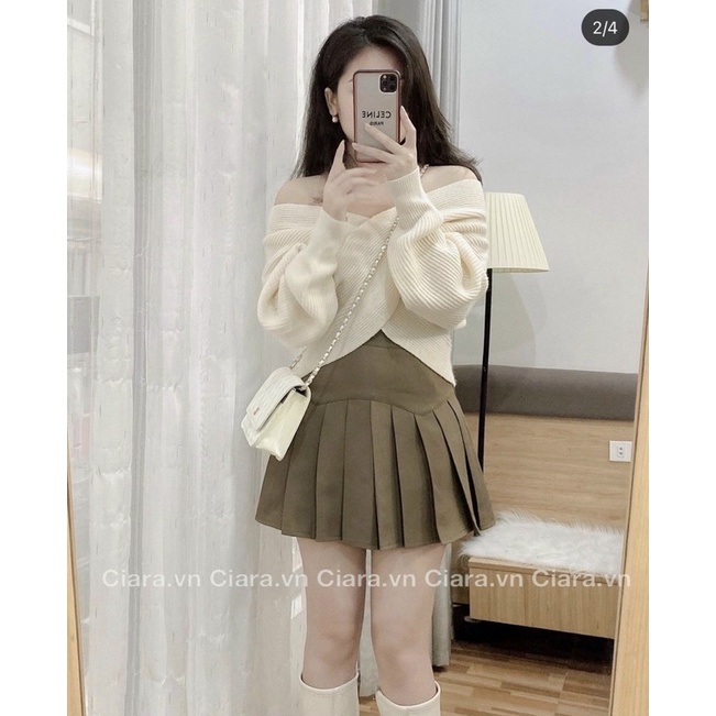 SET ÁO CHÉO LỆCH CHÂN VÁY XẾP LY 2M ✨✨