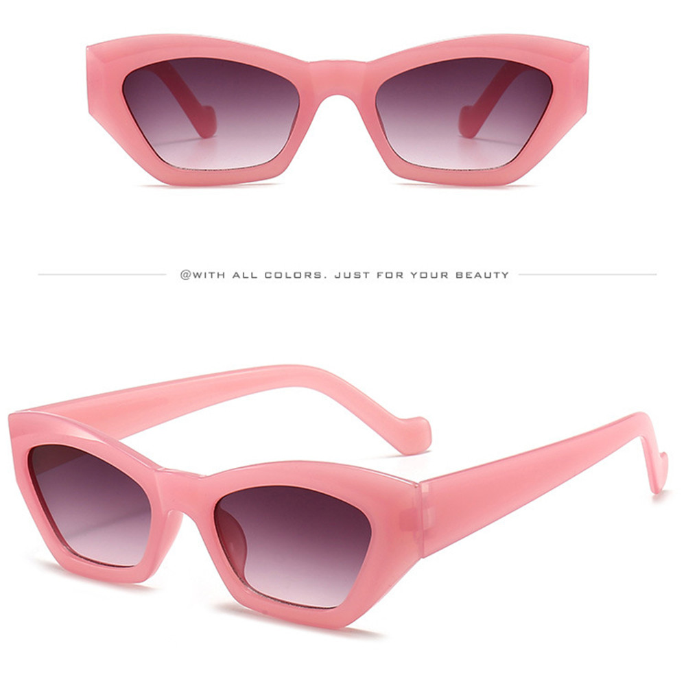 Cod Qipin Korean Cat Eye Sunglasses Women Men Simple Jelly Color Polygon Glasses Eyewear Travel