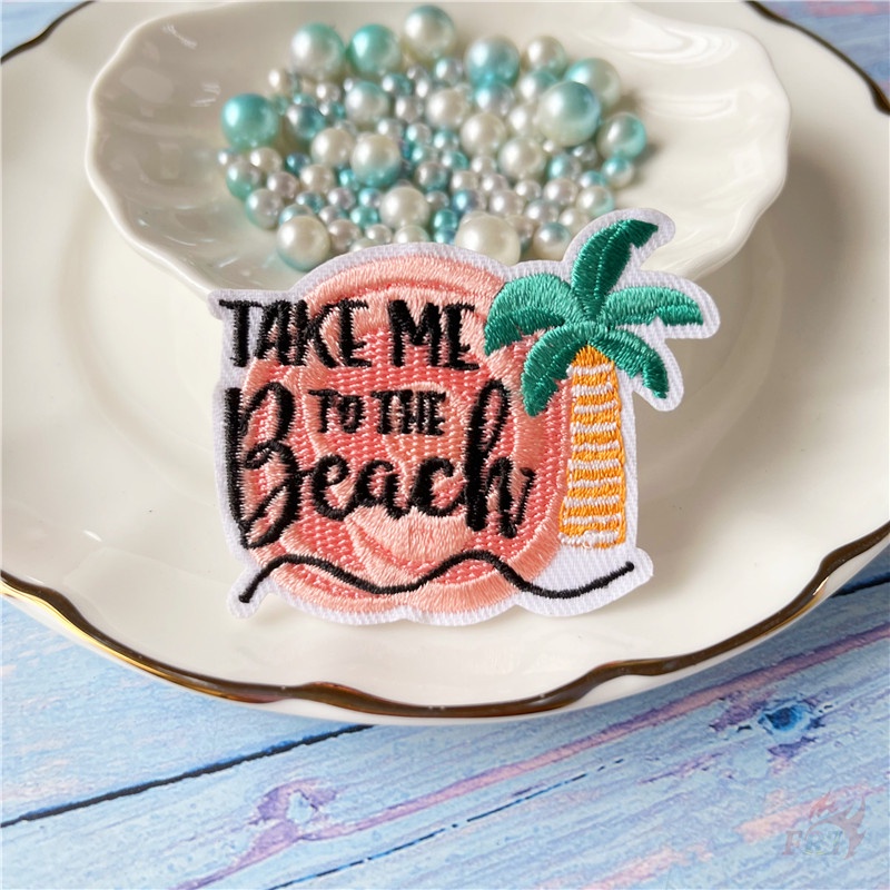 ☸ Miếng Vá Ủi Quần Áo Phong Cách Hawaii ☸ 1 Miếng Dán Ủi Thêu Chữ Just Have Fun DIY
