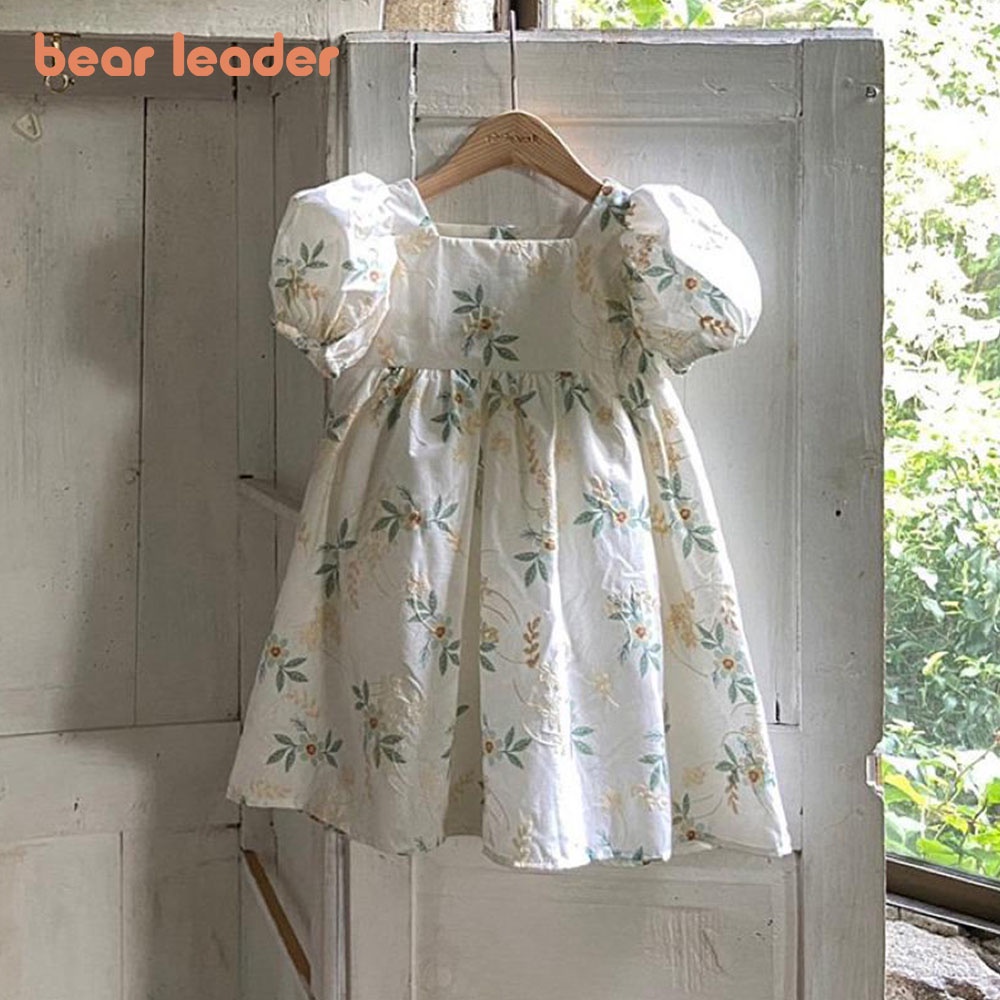 Đầm công chúa BEAR LEADER AH9824 tay phồng thêu hoa thời trang hè dễ thương năm 2022 cho bé gái