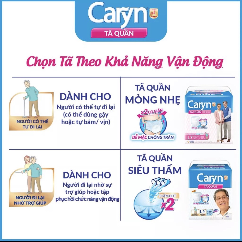 Tã quần Caryn loại mỏng nhẹ size XL 12 miếng