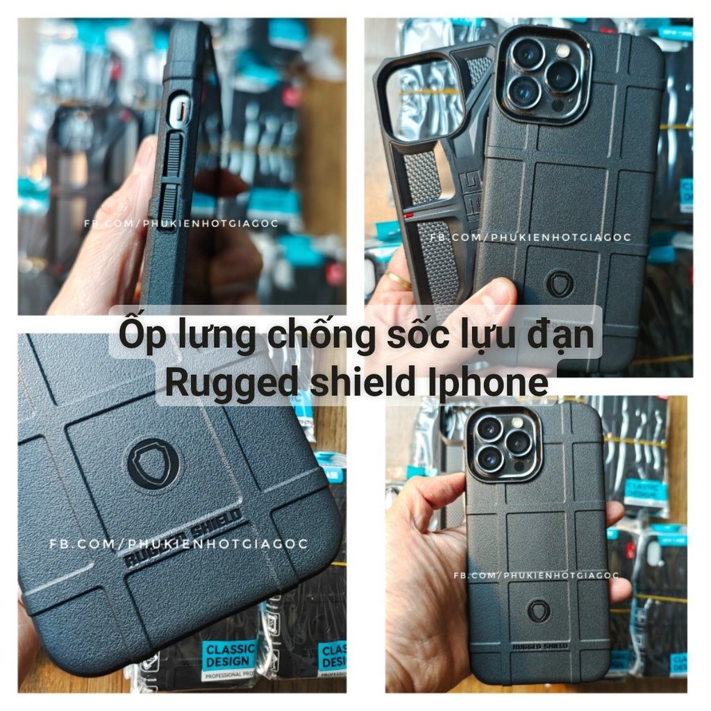 Ốp lưng chống sốc lựu đạn Rugged shield IP 13 Pro max / 13 / 13 Pro / 12 Pro max / 11 / Xs Max / XR / 6 7 8 plus