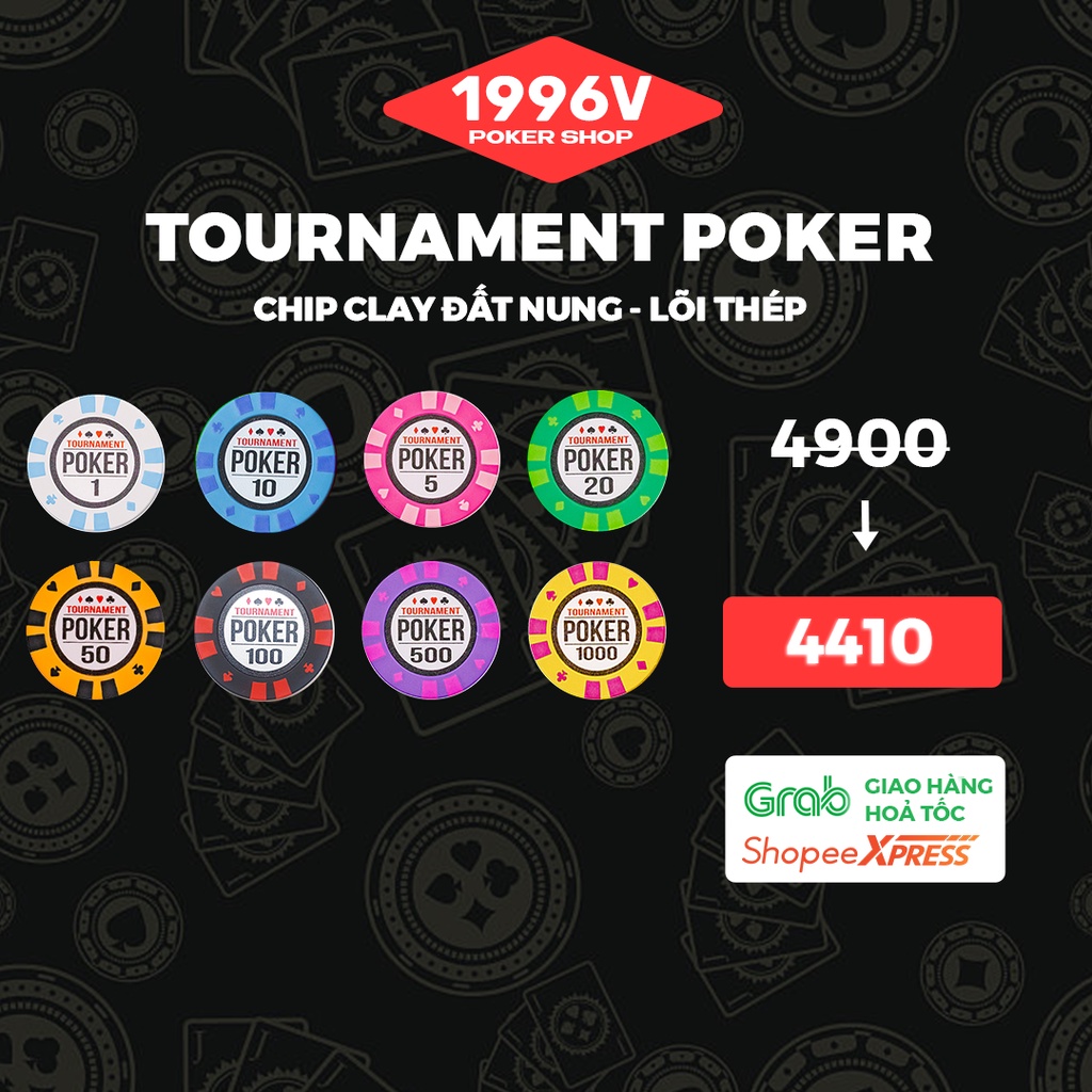 Chip Poker có số, phỉnh Tournament Poker chip set Pocker đất nung - 1996V Poker Shop