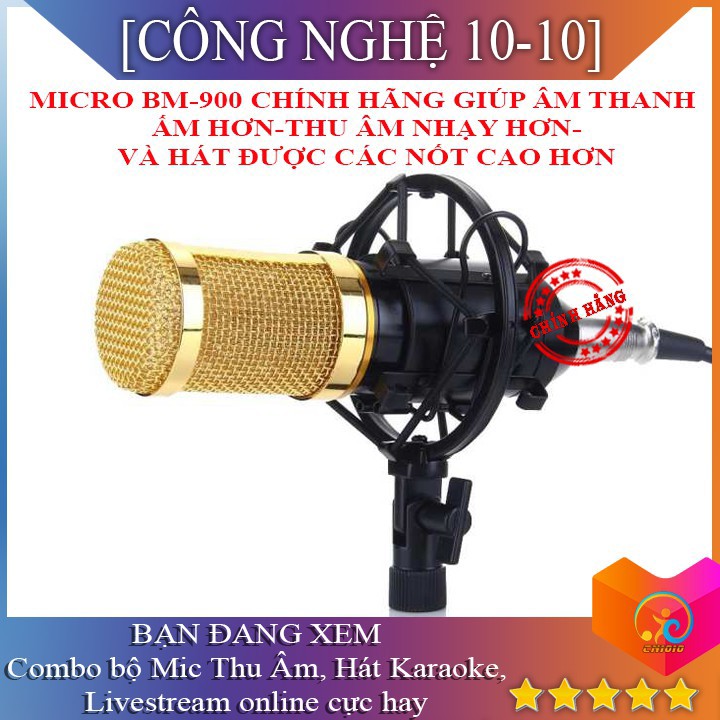 Bộ Mic Thu Âm Bm900, Souncard V8 Chuyên Hát Karaoke, Livestream Nghe Hay chuyên nghiệp