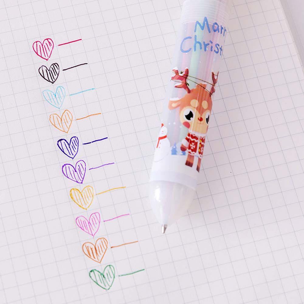 Bút bi 10 màu MMULCK họa tiết Giáng sinh đáng yêu ngộ nghĩnh