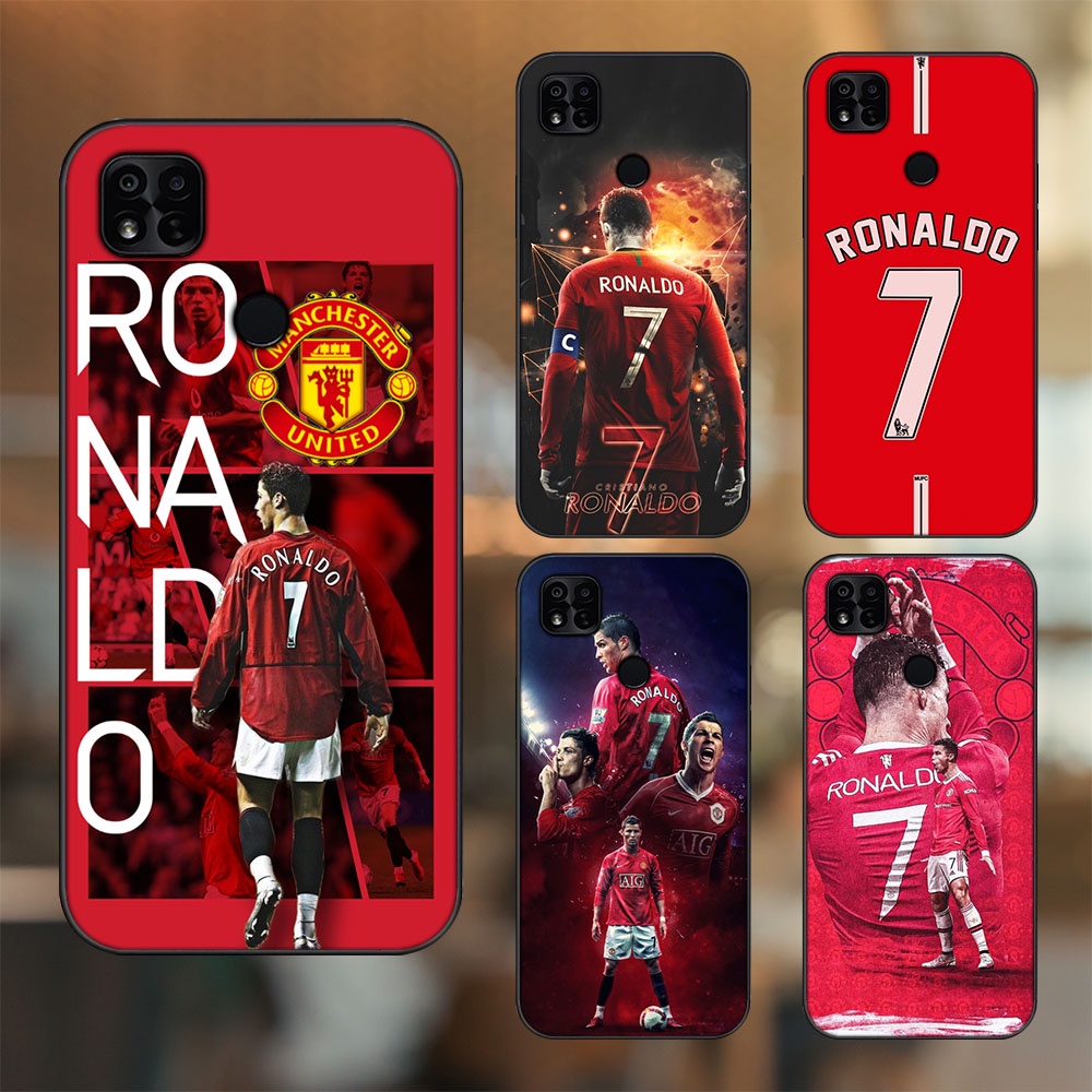Ốp lưng Xiaomi Redmi 10A viền đen in hình Cristiano Ronaldo MU Manchester United CR7