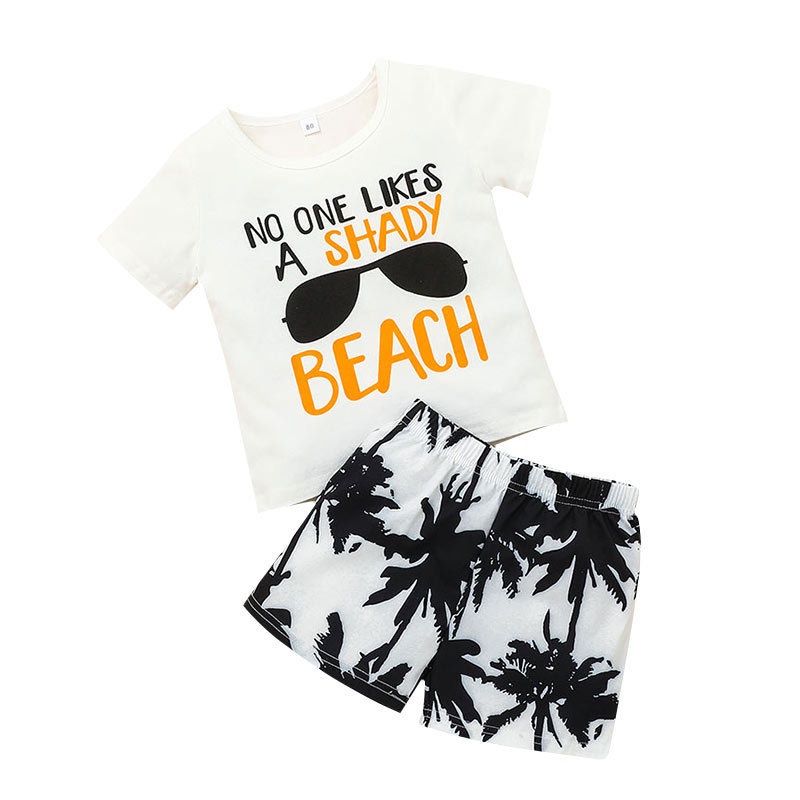 Combo bộ đồ bé trai 1-6 tuổi tay ngắnIn họa tiết hoa Hawaii áo phông quần đùi set mùa hè thời trang cho bé trẻ em