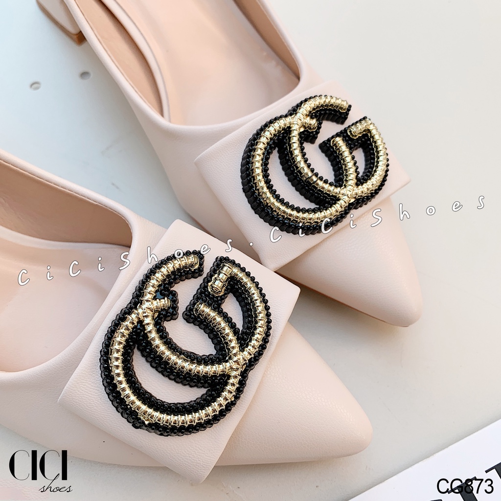 Giày cao gót nữ CiCi Shoes gót vuông 5cm, giầy da lì khoá đồng - CG873