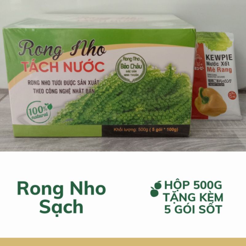 Hộp 500gram rong nho Bảo Châu + 5 gói sốt Kewpie