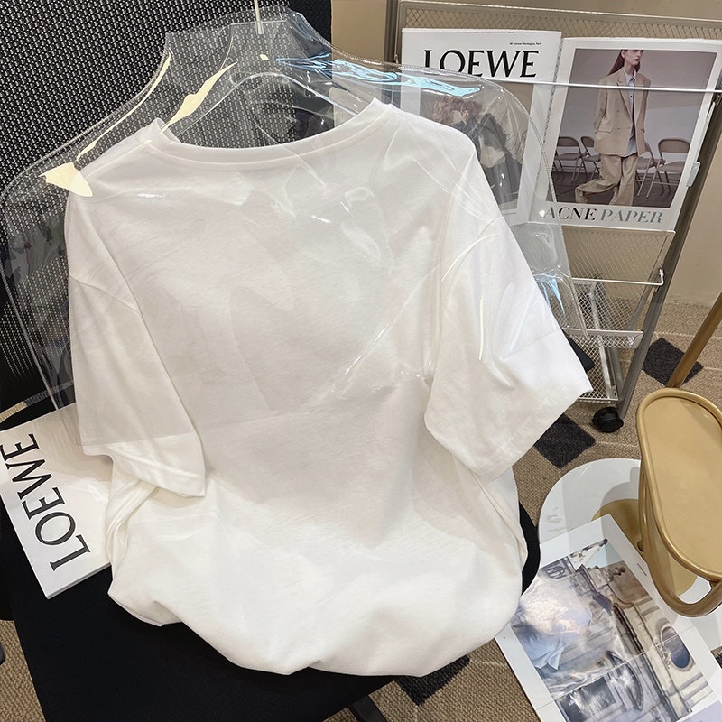 NRVP Áo Thun Nữ Ngắn Tay Dáng Rộng In Họa Tiết Phong Cách Hàn Quốc Mới