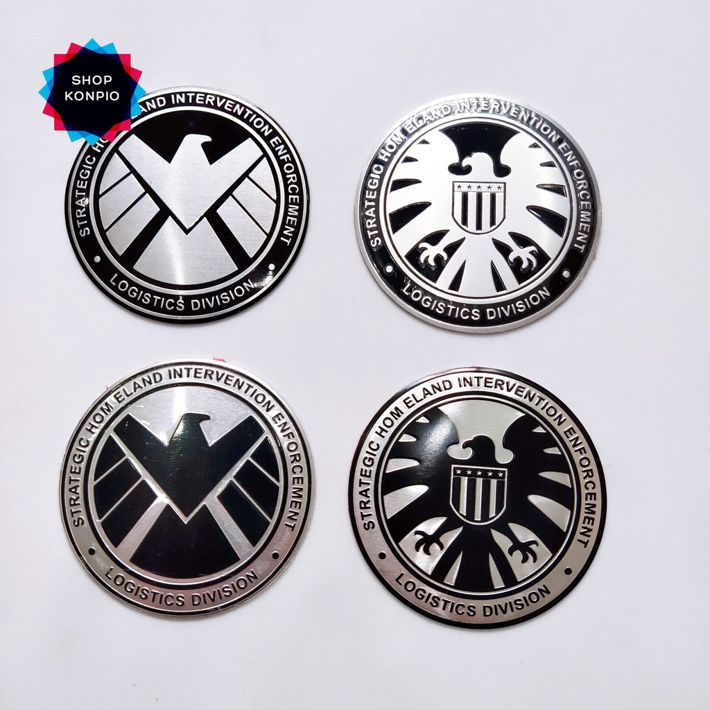 Tem Nhôm Dán Xe Shield Marvel Đại Bàng Mỹ Kích Thước 7.5 Cm