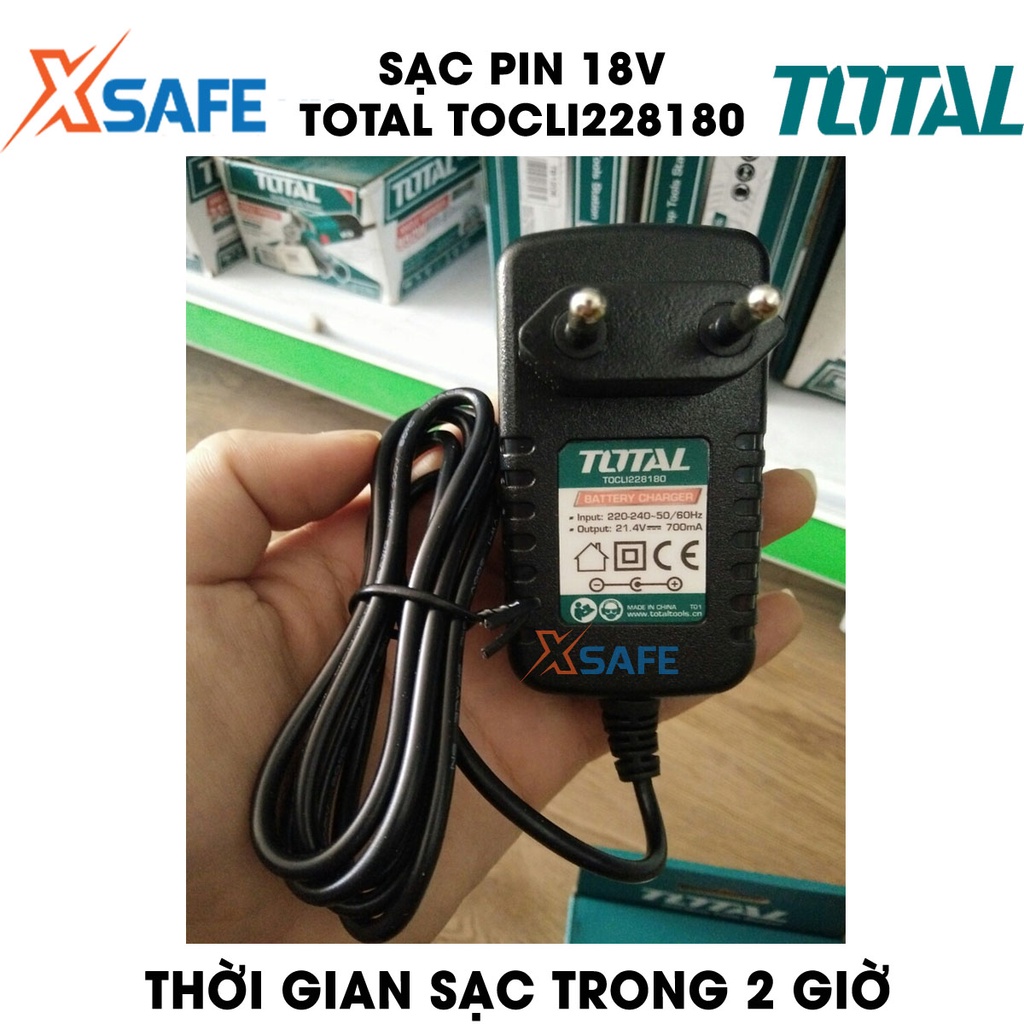 Sạc pin 18V TOTAL TOCLI228180 Sạc pin Total sạc trong 2 giờ, sử dụng cho máy khoan TDLI228180 và TIDLI228180