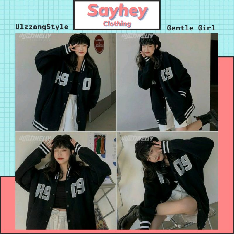 Áo khoác Bomber bóng chày Nam nữ H909 unisex Form Rộng ulzzang