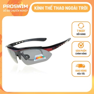 Kính Thể Thao Phượt Mô Tô Xe Đạp Dã Ngoại 5 Tròng Chính Hãng Basto BS102 Gọng Đen đỏ (có khung gắn độ cận)