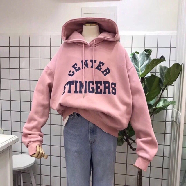 Áo hoodie hồng dễ thương có nón