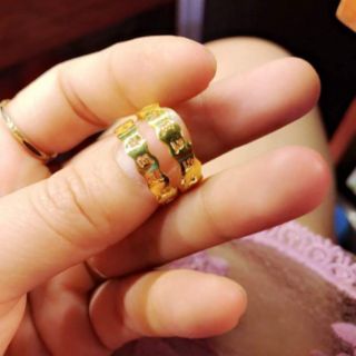 Nhẫn chú bình an bạc mạ vàng