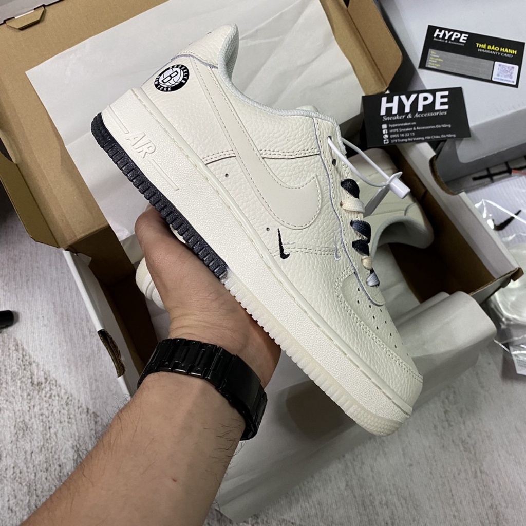Giày Thể Thao Nam Nữ, Giày_Nike Trắng be sữa Air Force 1 Hàng Đẹp Full Box Bill hót nhất cho nam nữ