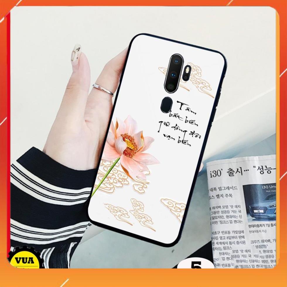 Ốp lưng kính in 3D dành cho điện thoại Oppo A5 2020 - A9 2020 in hình hoa sen tâm an vạn sự an