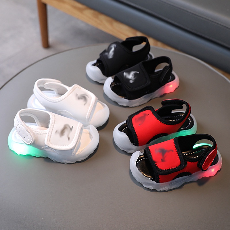 Sandal chống vấp cho bé - Dép tập đi quai dán nhiều màu đế có đèn nháy phát sáng cực chất chống trơn trượt