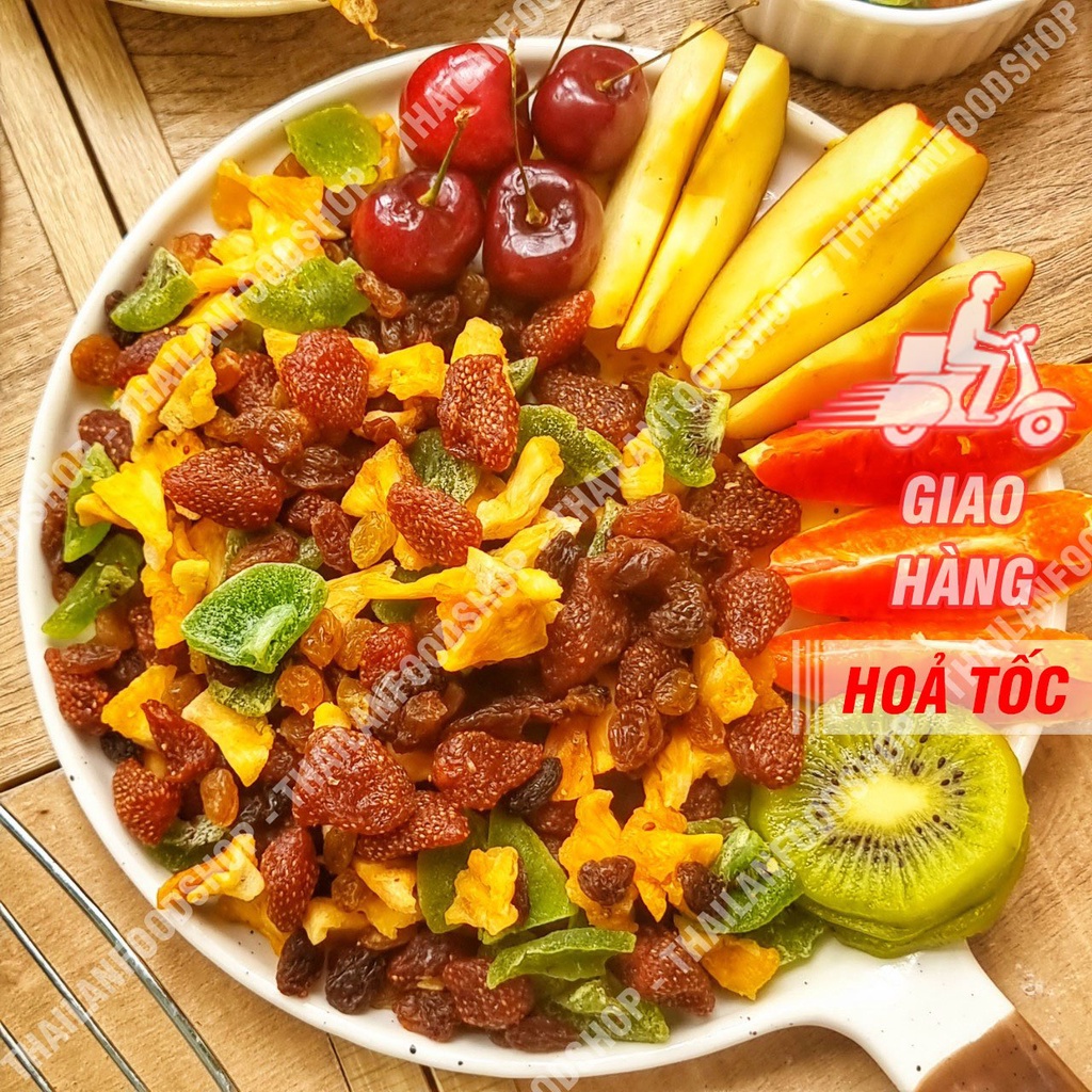 Trái Cây Sấy Dẻo Mix Vị Cắt Sẵn Cao Cấp (Thái Lan) - Lon 500gr