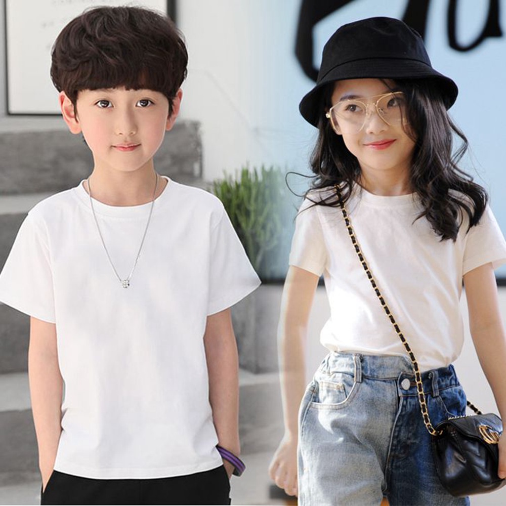 Áo Thun Tay Ngắn Cổ Tròn 8 Màu Sắc Cho Bé Từ 2-14 Tuổi